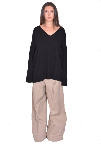 MARINA YEE KISS ORIGAMI V-NECK KNIT SWEATER BLACK SS25 | DOSHABURI Shop