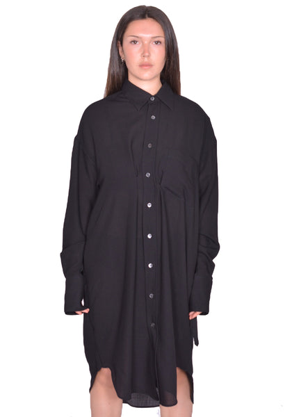 MARINA YEE TWIN PLEAT OVERSIZED LONG SHIRT BLACK SS25 | DOSHABURI Shop