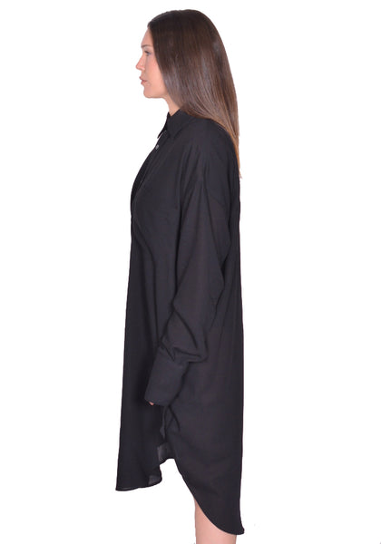 MARINA YEE TWIN PLEAT OVERSIZED LONG SHIRT BLACK SS25 | DOSHABURI Shop