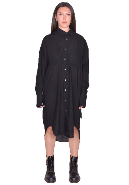 MARINA YEE TWIN PLEAT OVERSIZED LONG SHIRT BLACK SS25 | DOSHABURI Shop