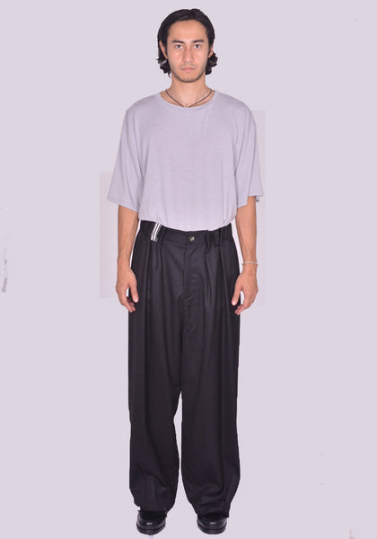 MARINA YEE JIM WIDE-LEGGED ELASTICATED TROUSERS BLACK FW24 | DOSHABURI Shop