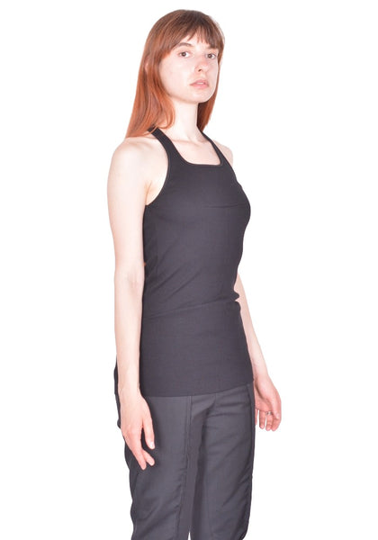 MATIERES FECALES CROSS SEAM TANK KNIT SCLERA BLACK SS26 | DOSHABURI Shop