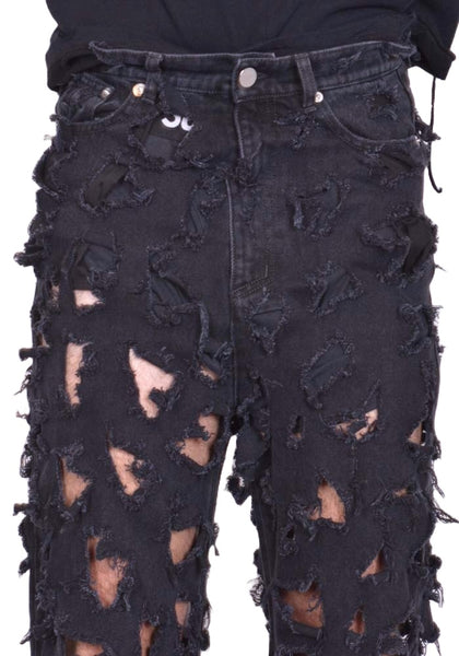 MATIERES FECALES UNISEX DESTROYED JEANS SCLERA BLACK FW25 | DOSHABURI Shop