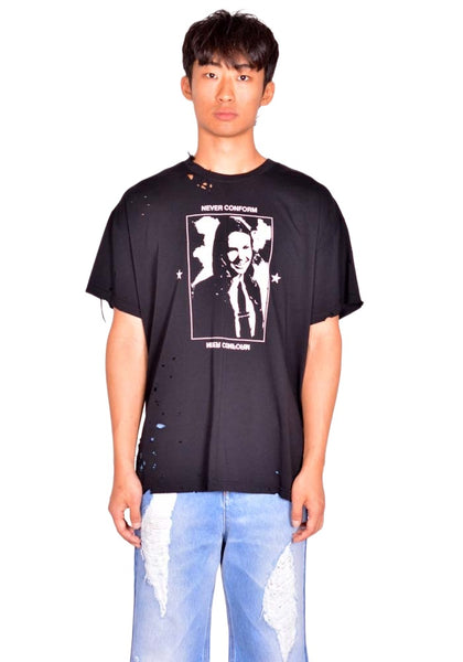 MATIERES FECALE HANNAH TEE KNIT SCLERA BLACK SS26 | DOSHABURI Shop