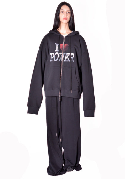 MATIERES FECALE MAT03T031-1 UNISEX POWER HOODIE BLACK 2026FW | DOSHABURI Online Shop