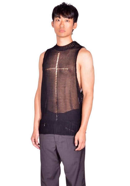 MATIERES FECALE RIVAGE TANK KNIT SCLERA BLACK SS26 | DOSHABURI Shop