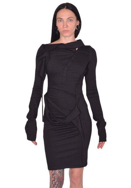 OTTOLINGER ADA MINI DRESS BLACK PIN STRIPE FW25 | DOSHABURI Shop