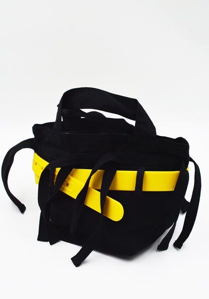 OTTOLINGER BELTED STRAPPY TOTE BAG MINI BLACK/YELLOW FW25 | DOSHABURI Shop