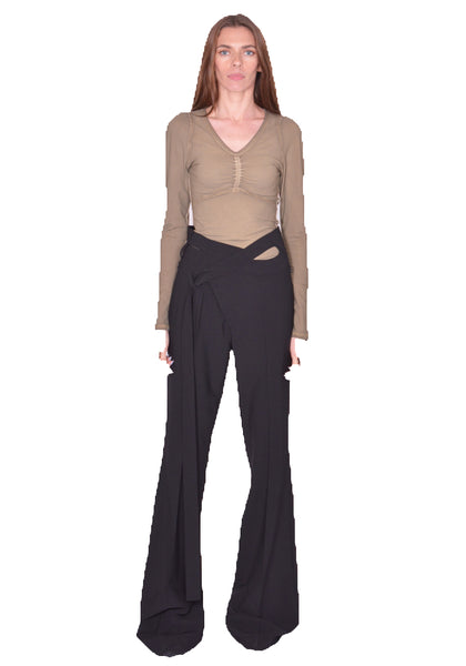 OTTOLINGER FLARED WRAP SUIT PANTS BLACK SS25 | DOSHABURI Online Shop