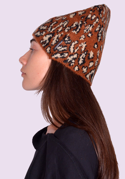 OTTOLINGER LEOPARD KNIT BEANIE BROWN FW24 | DOSHABURI Online Shop