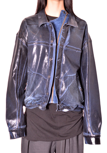 OTTOLINGER UNISEX 117-704417-02 UNISEX GLAZED FLEX DENIM JACKET BLUE BLACK FW2026 | DOSHABURI Online Shop 