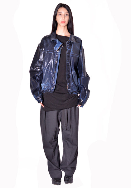 OTTOLINGER UNISEX 117-704417-02 UNISEX GLAZED FLEX DENIM JACKET BLUE BLACK FW2026 | DOSHABURI Online Shop 