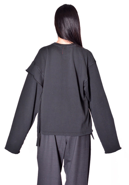 OTTOLINGER 115-110615-01 UNISEX RECONSTRUCTED CREWNECK BLACK FW2026 | DOSHABURI Shop