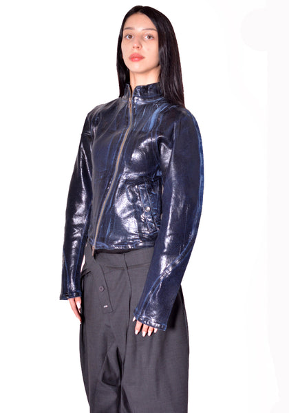 OTTOLINGER 117-704317-02 WOMEN GLAZED CURVED DENIM JACKET BLUE BLACK FW2026 | DOSHABURI Online Shop 