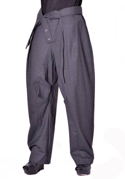 OTTOLINGER WOMEN 123-205423-01X WOMEN  STRAPPED BAGGY SUIT PANTS(X) GREY FW2026 | DOSHABURI Shop 