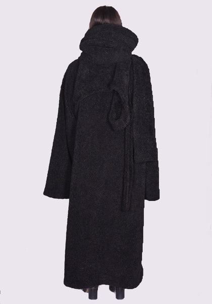 OTTOLINGER WRAP TEDDY LONG COAT BLACK FW24 | DOSHABURI Online Shop