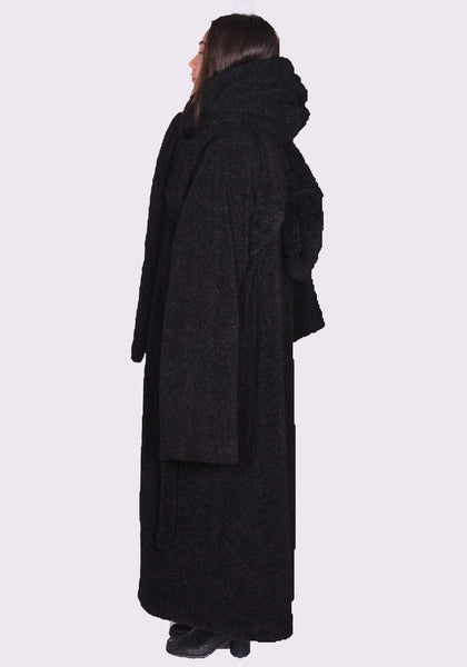 OTTOLINGER WRAP TEDDY LONG COAT BLACK FW24 | DOSHABURI Online Shop