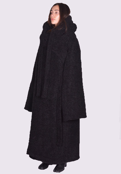 OTTOLINGER WRAP TEDDY LONG COAT BLACK FW24 | DOSHABURI Online Shop