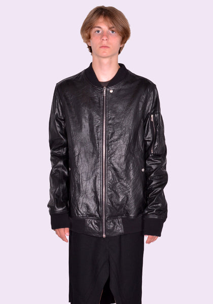 RICK OWENS CLASSIC FLIGHT LEATHER JACKET BLACK FW24 | DOSHABURI Online Shop