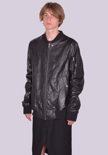 RICK OWENS CLASSIC FLIGHT LEATHER JACKET BLACK FW24 | DOSHABURI Online Shop