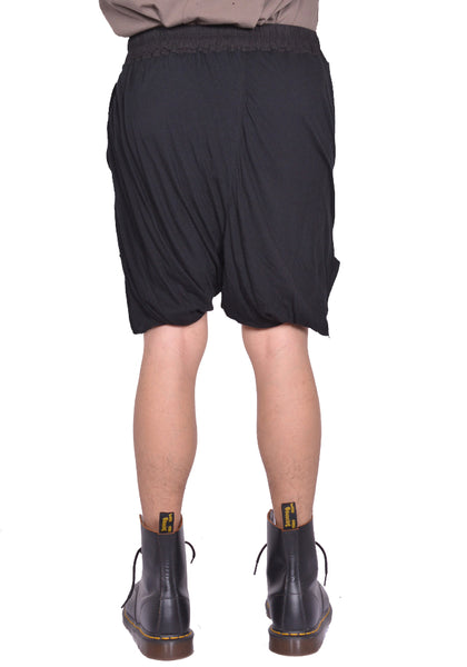 RICK OWENS MEN DOUBLE LONG BOXER SHORTS BLACK SS25 | DOSHABURI Shop