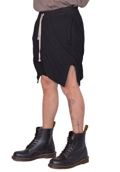 RICK OWENS MEN DOUBLE LONG BOXER SHORTS BLACK SS25 | DOSHABURI Shop