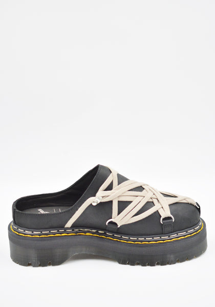 RICK OWENS  DR. MARTENS QUAD SOLE MEGALACE MULE BLACK FW26 | DOSHABURI