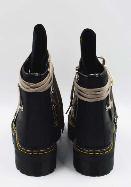 RICK OWENS DR. MARTENS WOMENS 1460 QUAD SOLE MEGALACE BOOTS BLACK FW25