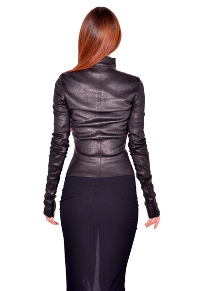 RICK OWENS GARY LEATHER JACKET BLACK FW26 | DOSHABURI Online Shop