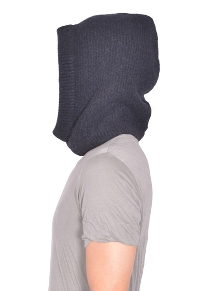 RICK OWENS KNITTED HOOD BLACK FW26 | DOSHABURI Online Shop