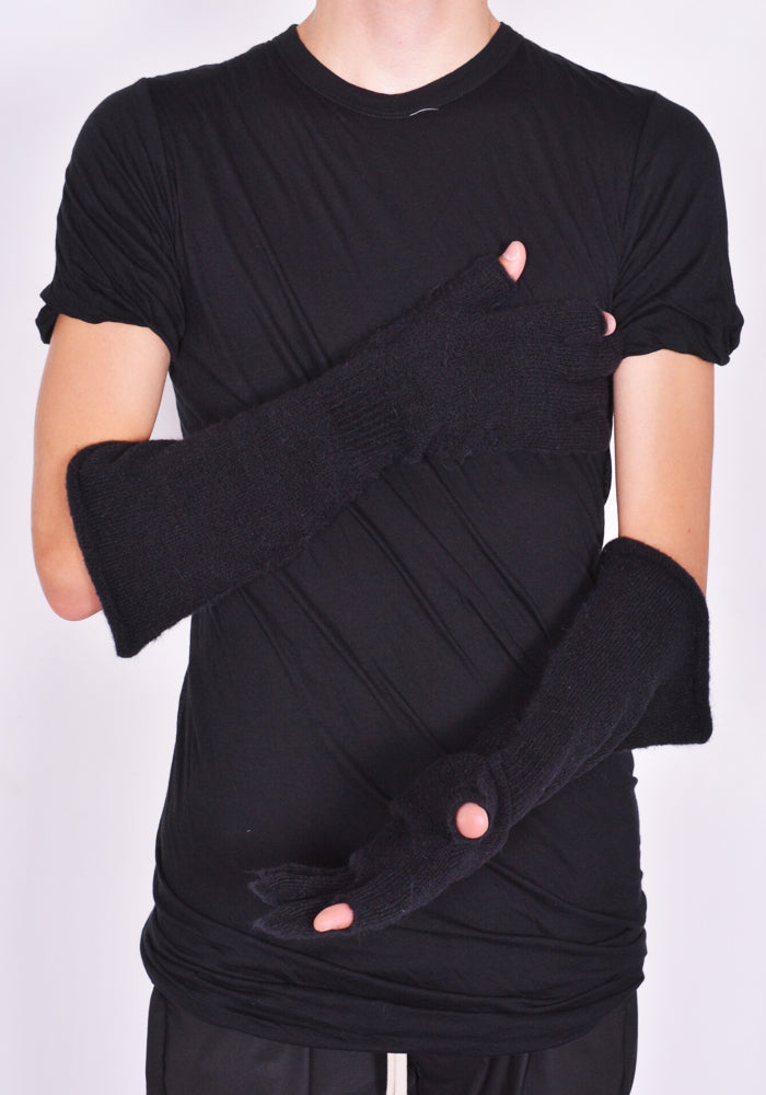 RICK OWENS MEN RR02D6498 KWP KNIT GLOVES BLACK fW24 | DOSHABURI Online Shop