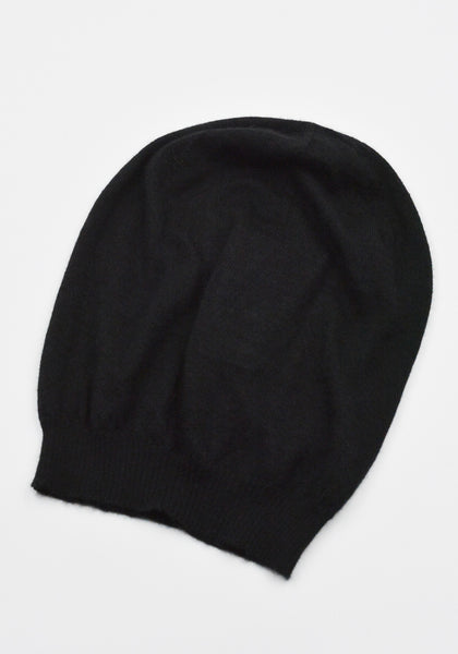 RICK OWENS MEDIUM HAT BLACK CASHMERE SS25 | DOSHABURI Shop