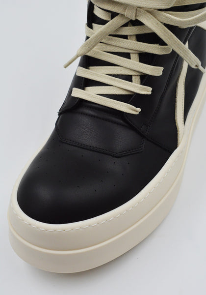 RICK OWENS MEGA BUMPER GEOBASKET SNEAKERS BLACK/MILK FW25 | DOSHABURI Shop
