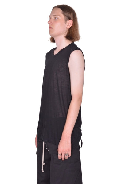 RICK OWENS MEN BASIC SLEEVELESS T-SHIRT BLACK FW25 | DOSHABURI Shop