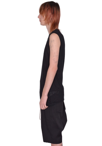 RICK OWENS MEN BASIC SLEEVELESS T-SHIRT BLACK SS26 | DOSHABURI Shop
