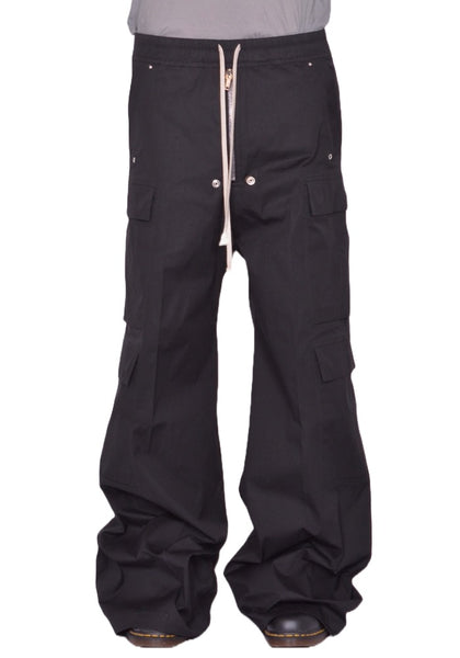 RICK OWENS MEN CARGO BELAS WIDE PANTS BLACK FW25 | DOSHABURI Shop