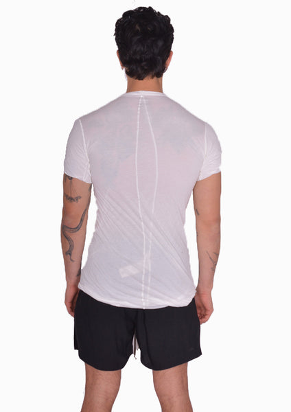 RICK OWENS MEN DOUBLE LAYERED T-SHIRT MILK SS25 | DOSHABURI Shop