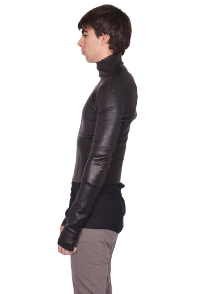 RICK OWENS MEN GARY LEATHER JACKET BLACK SS26 | DOSHABURI Shop