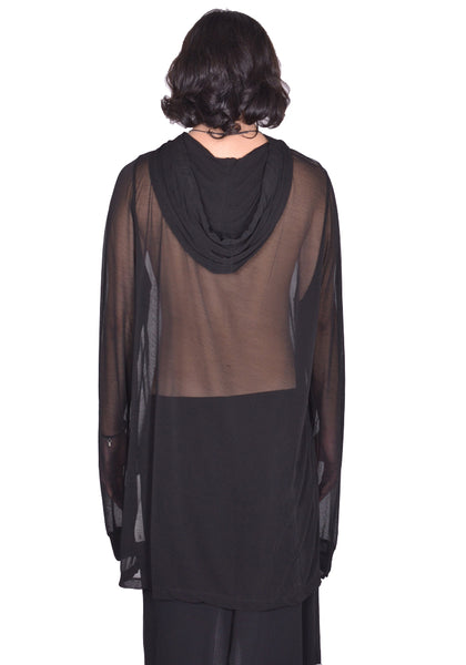 RICK OWENS MEN HOLLYWOOD RUNWAY HOODIE BLACK SS25 | DOSHABURI Shop