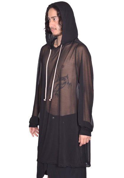 RICK OWENS MEN HOLLYWOOD RUNWAY HOODIE BLACK SS25 | DOSHABURI Shop