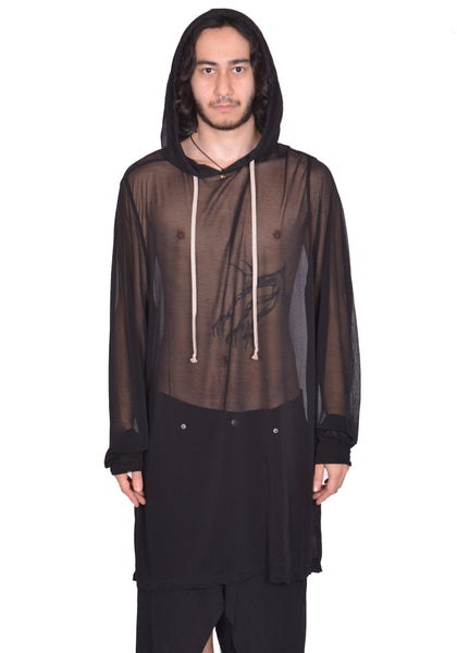 RICK OWENS MEN HOLLYWOOD RUNWAY HOODIE BLACK SS25 | DOSHABURI Shop