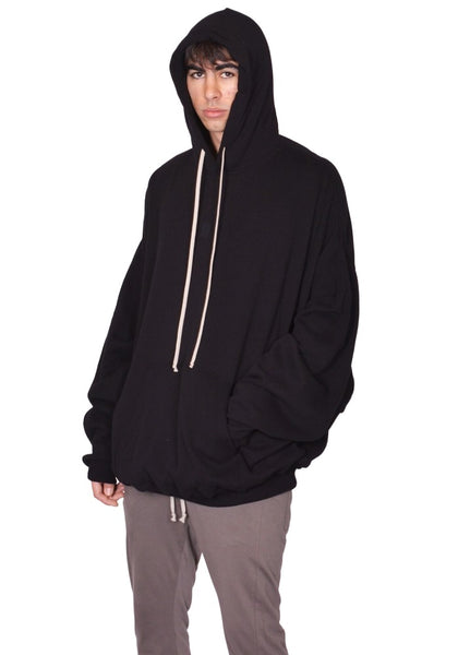 RICK OWENS MEN HUN SWEAT HOODIE BLACK SS26 | DOSHABURI Shop