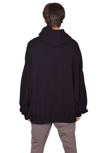RICK OWENS MEN HUN SWEAT HOODIE BLACK SS26 | DOSHABURI Shop