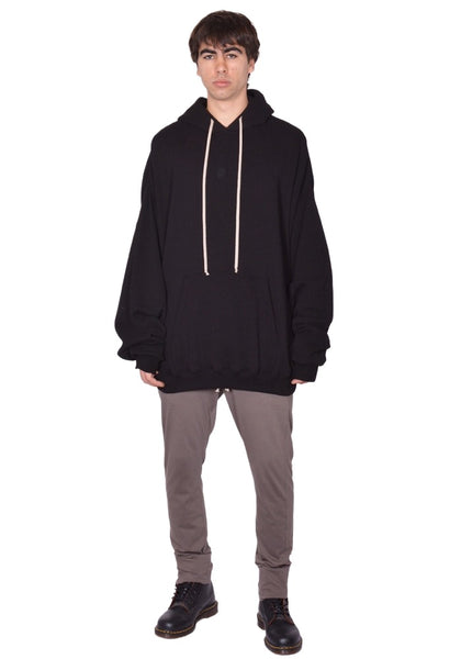 RICK OWENS MEN HUN SWEAT HOODIE BLACK SS26 | DOSHABURI Shop