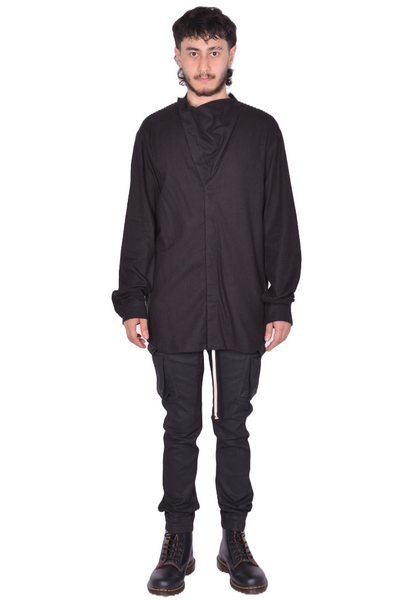 RICK OWENS MEN ISLAND SHIRT BLACK FW25 | DOSHABURI Online Shop