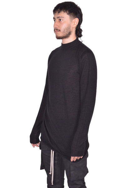 RICK OWENS MEN LEVEL LUPETTO KNIT SWEATER BLACK FW25 | DOSHABURI Shop
