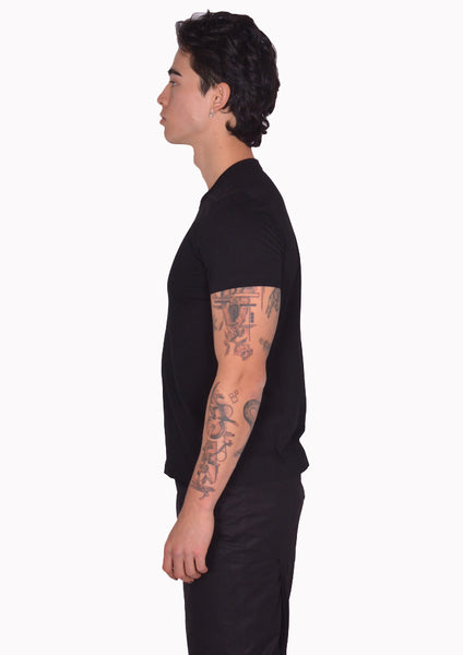 RICK OWENS MEN LEVEL T-SHIRT BLACK SS25 | DOSHABURI Online Shop