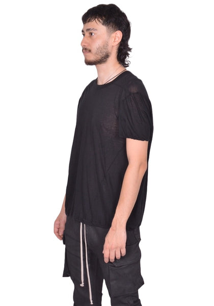 RICK OWENS MEN SHORT LEVEL T-SHIRT BLACK SS26 | DOSHABURI Shop
