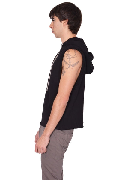RICK OWENS MEN RU01F2153 JNT SLEEVELESS SWEAT HOODIE BLACK - DOSHABURI