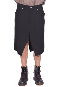 RICK OWENS MEN SLIVERED SKIRT BLACK SS25 | DOSHABURI Online Shop